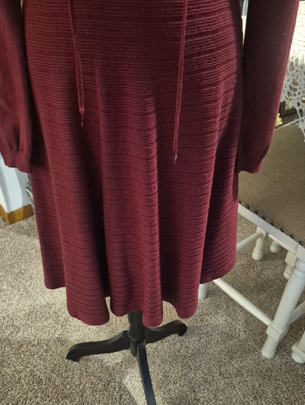 Xhilaration Lace-Up Long Sleeve Knit Dress - Burgundy - Picture 4 of 12